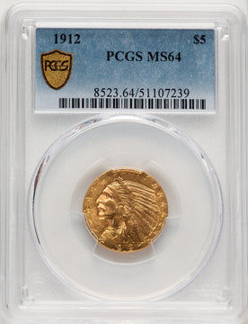 1912 $5 Indian Half Eagle PCGS MS64 (775778002)