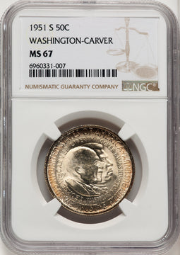 1951-S 50C Washington-Carver Commemorative Silver NGC MS67 (775690047)