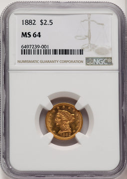 1882 $2.50 Liberty Quarter Eagle NGC MS64