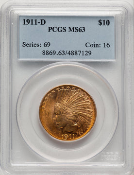 1911-D $10 Indian Eagle PCGS MS63 (775858037)