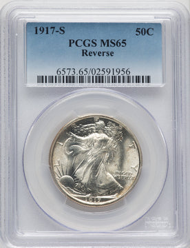 1917-S 50C REVERSE Walking Liberty Half Dollar PCGS MS65
