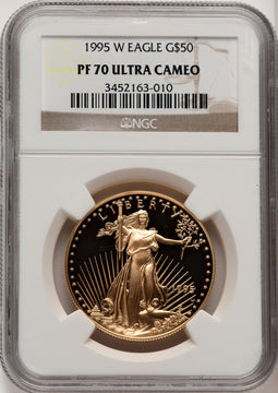 1995-W $50 One-Ounce Gold Eagle Brown Label NGC PF70 (520203107)