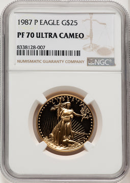 1987 $25 Half-Ounce Gold Eagle Brown Label NGC PF70 (770742005)