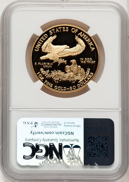 1996-W $50 One-Ounce Gold Eagle Brown Label NGC PF70