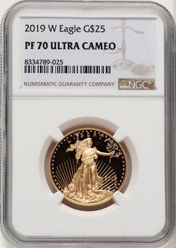 2019-W $25 Half-Ounce Gold Eagle Brown Label NGC PF70 (774348012)