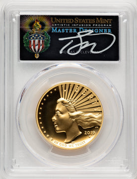 2019-W G$100 American Liberty High Relief Enhanced PL WP Mint Hoard Label PCGS MS70 (520453005)
