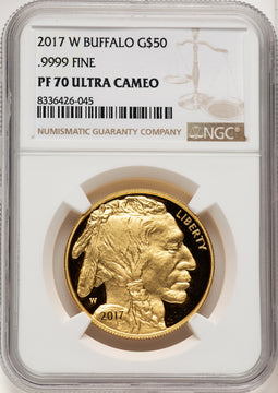 2017-W $50 One-Ounce Gold Buffalo Brown Label NGC PF70 (775057008)