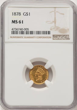 1878 G$1 Gold Dollar NGC MS61