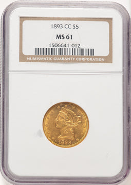 1893-CC $5 Liberty Half Eagle NGC MS61