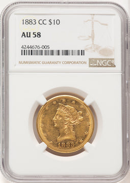 1883-CC $10 Liberty Eagle NGC AU58