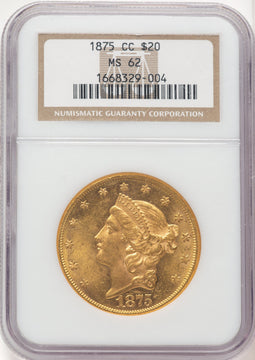 1875-CC $20 Liberty Double Eagle NGC MS62 (776052044)