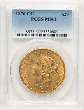 1876-CC $20 Liberty Double Eagle PCGS MS61