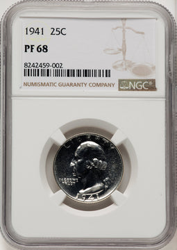 1941 25C Proof Washington Quarter NGC PR68 (774098009)