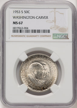 1953-S 50C Washington-Carver Commemorative Silver NGC MS67 (775904018)