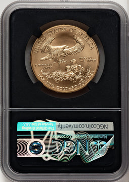 2020-W $50 One Ounce Gold Eagle Burnished First Strike ER Joel Iskowitz Blk Core NGC MS70