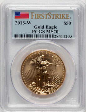 2013-W $50 One-Ounce Gold Eagle First Strike FS Flag PCGS MS70 (520851009)