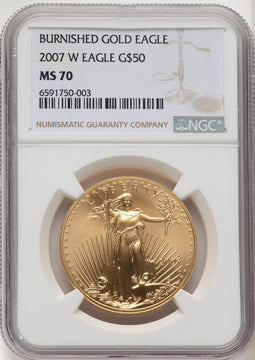 2007-W $50 One-Ounce Gold Eagle Brown Label NGC MS70 (520851004)