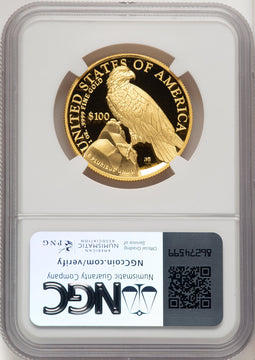 2023-W G$100 American Liberty High Relief Bunting Flag NGC PF70