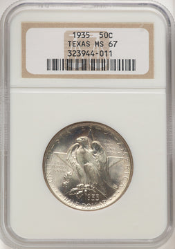 1935 50C Texas Commemorative Silver NGC MS67 (775929017)