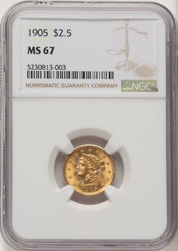 1905 $2.50 Liberty Quarter Eagle NGC MS67 (776011023)