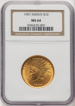 1907 $10 No Motto Indian Eagle NGC MS64 (776048001)