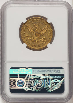 1850 $10 Large Date Brown Label Liberty Eagle NGC AU53