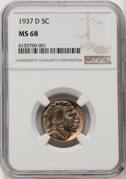 1937-D 5C Buffalo Nickel NGC MS68 (776011003)