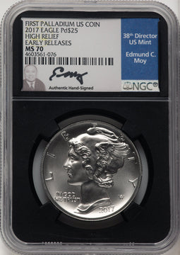 2017 Palladium Eagle 1 oz ER Ed Moy Blk Core NGC MS70