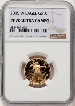 2005-W $10 Quarter-Ounce Gold Eagle Brown Label NGC PF70 (773775003)