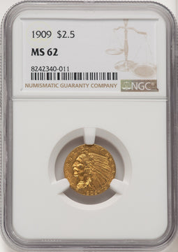 1909 $2.50 Indian Quarter Eagle NGC MS62 (520369050)