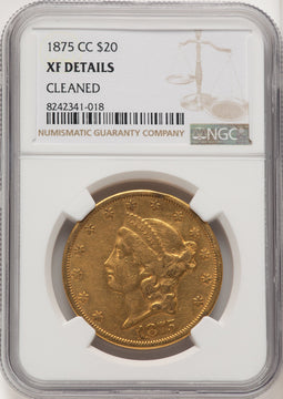 1875-CC $20 Liberty Double Eagle Details NGC XF40