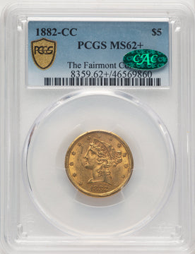 1882-CC $5 CAC Liberty Half Eagle PCGS MS62+