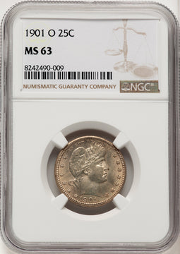 1901-O 25C Barber Quarter NGC MS63