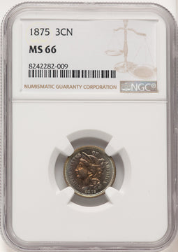 1875 3CN Three Cent Nickel NGC MS66