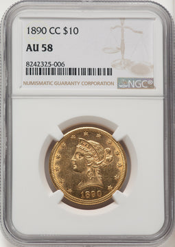 1890-CC $10 Liberty Eagle NGC AU58