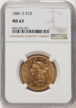 1881-S $10 Liberty Eagle NGC MS63 (572243064)