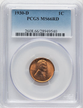 1930-D 1C RD Lincoln Cent PCGS MS66