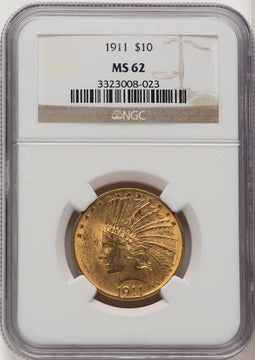 1911 $10 Brown Label Indian Eagle NGC MS62