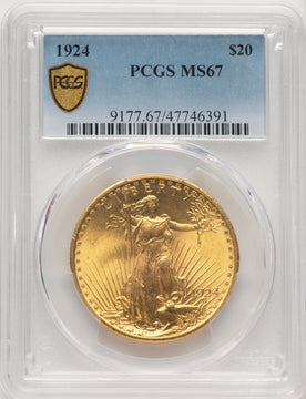 1924 $20 Saint Saint-Gaudens Double Eagle PCGS MS67 (520860020)