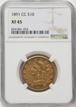 1891-CC $10 Liberty Eagle NGC XF45