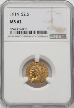 1914 $2.50 Indian Quarter Eagle NGC MS62 (774313009)