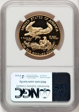 1990-W $50 One-Ounce Gold Eagle Brown Label NGC PF70 (776175001)