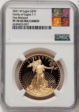 2021-W $50 One Ounce Gold Eagle T-1 First Strike NGC PF70