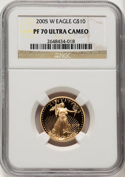2005-W $10 Quarter-Ounce Gold Eagle Brown Label NGC PF70 (507166106)