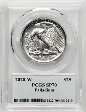 2020-W Palladium Eagle 1 oz Burnished Non Designation PCGS MS70