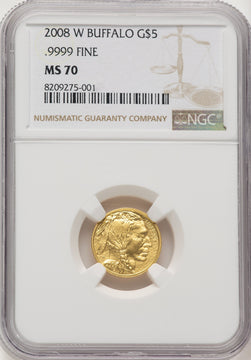 2008-W Burnished Gold Buffalo 1.85 oz 1.85 oz Brown Label NGC MS70