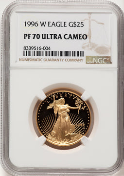1996-W $25 Half-Ounce Gold Eagle Brown Label NGC PF70