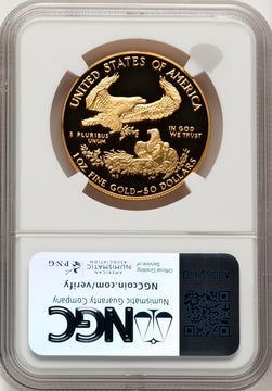 1988-W $50 One-Ounce Gold Eagle Brown Label NGC PF70 (775587008)