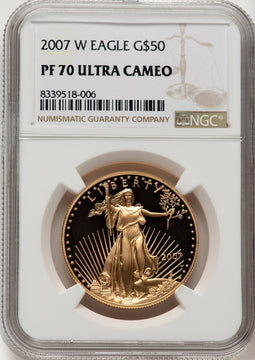 2007-W $50 One-Ounce Gold Eagle Brown Label NGC PF70 (775587012)