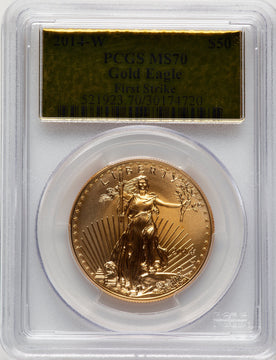 2014-W $50 One-Ounce Gold Eagle First Strike Gold Foil PCGS MS70